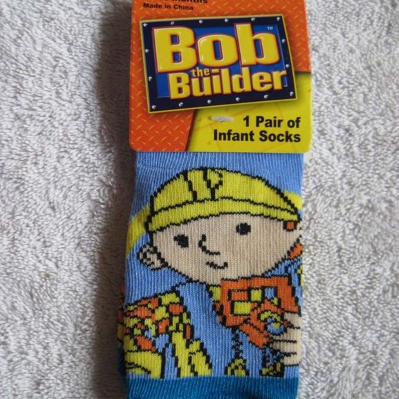 Bob The Builder 1 Pair 6 - 12 - 18 Months Baby Infant Socks Tools Construction - Picture 6 of 16
